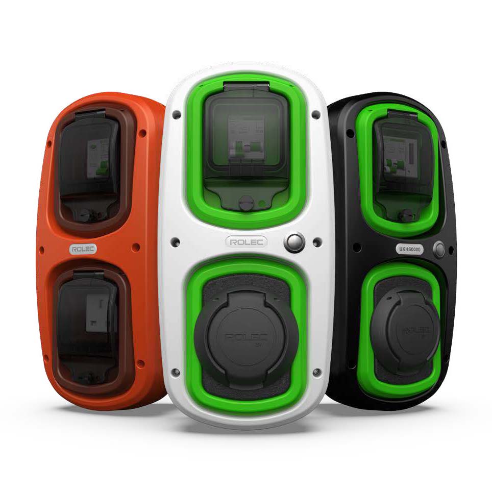 ROLEC Car Charging Points in a variety of colours and styles