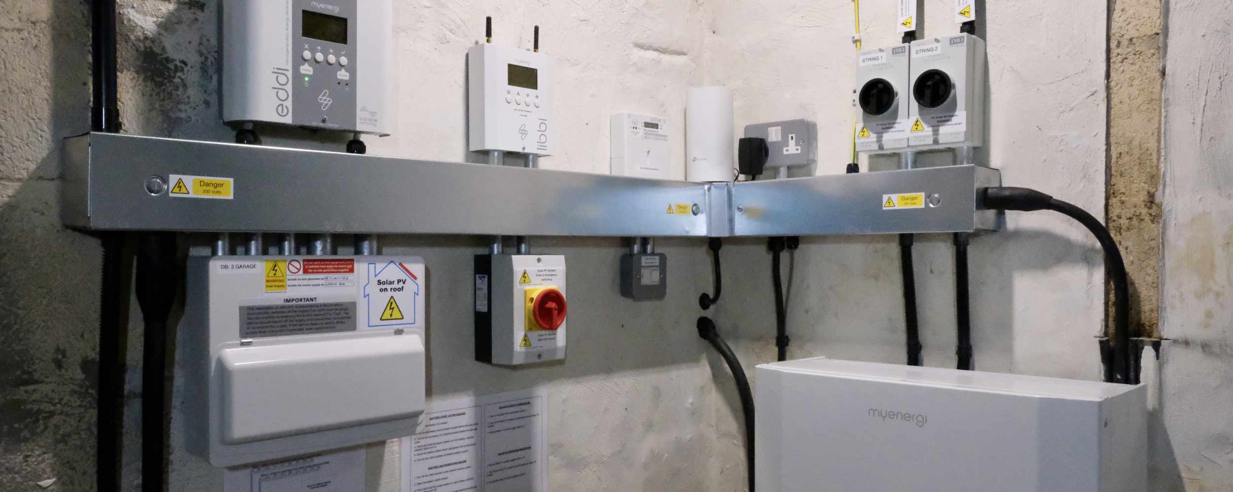 Battery storage and solar PV equipment located in the garage